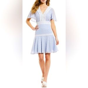 Gianni Bini Alice Lace Dress Light Blue Eyelet Drop Waist Women's size 10 NWT